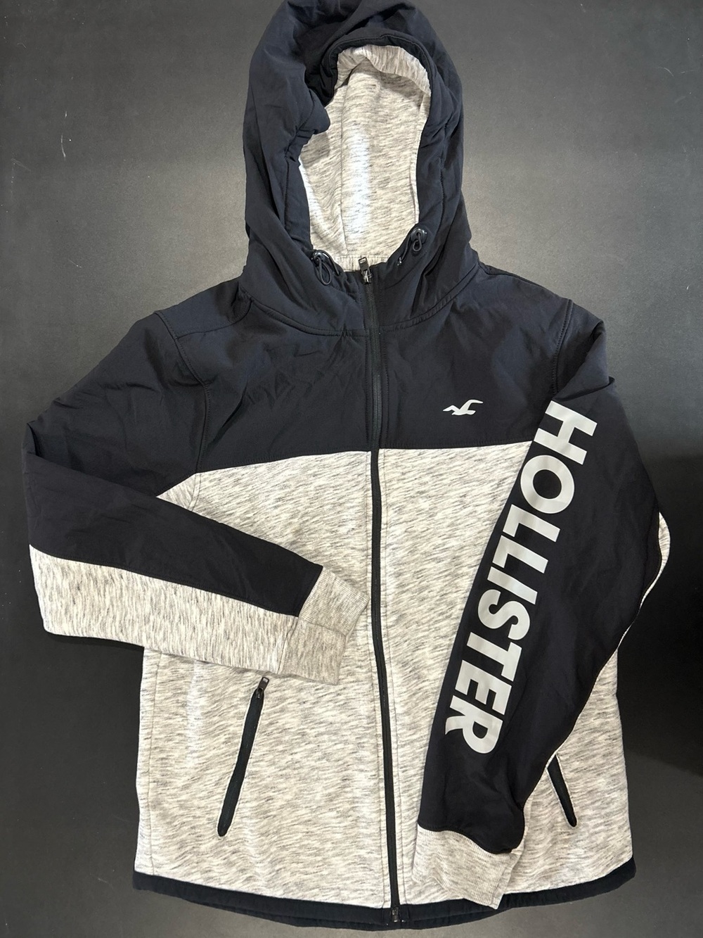 Hollister Men’s Two-Tone Black & Heather Jacket with Hood